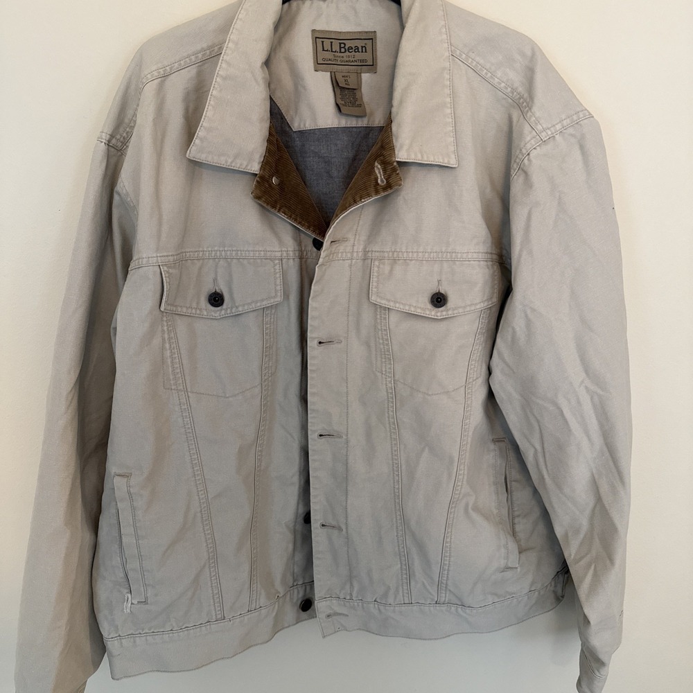 L.L.Bean Beige Khaki Vintage Jacket Men's Size X-Large 4 Pockets - Picture 3 of 8